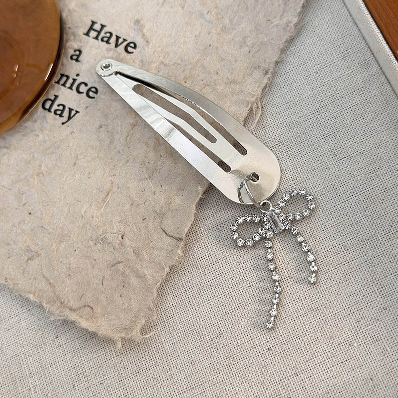 Wholesale Silver Rhinestone Bow Hair Clip
